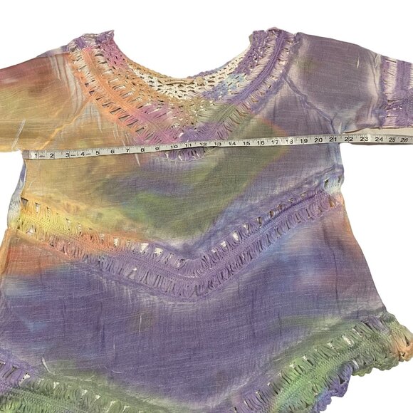 Soft Surroundings Lulu Tunic Crochet Tie Dye‎ Top Size L - Picture 7 of 8